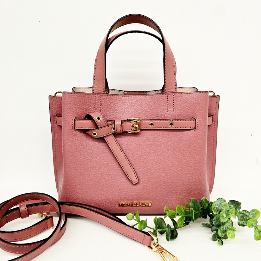 MICHAEL KORS Rose Emilia Small Pebbled Leather Satchel NWT $498
